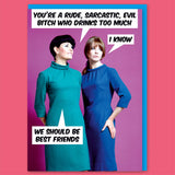 Dean Morris Cards (US Duties and Taxes Paid) - You're a Rude, Sarcastic, Evil Bitch Greeting Cards