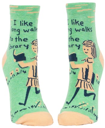 I Like Long Walks Library Women's Crew Socks