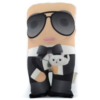 Karl Lagerfield holding his cat Choupette Tuki cushion 
