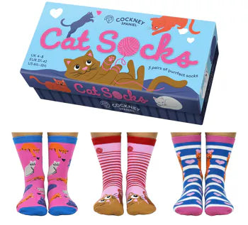 Cockney Spaniel Cat Socks gift set socks size 4-8