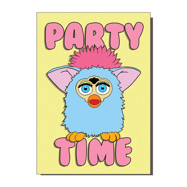 Bite Your Granny - Party Time Cute Furby 1990s Inspired Greetings Card