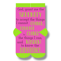 Women's Serenity Prayer socks - pink & green