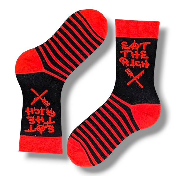 Eat the Rich slogan socks