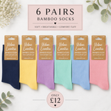 6 Pair Soft Bamboo Summer Holiday Socks - Ladies Size 4-8