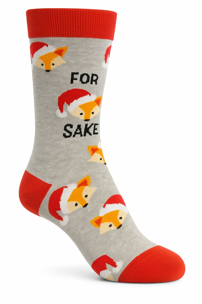 For Fox Sake funny Christmas novelty crew socks, size 6-11