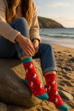 Women's Soft & Cosy Organic Bamboo Doris & Dude Red Seagull Socks Size 3-7