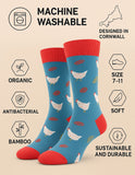 Doris & Dude Mens Blue Chicken Bamboo Socks Eco-Friendly Antibacterial Size 7-11