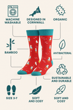 Women's Soft & Cosy Organic Bamboo Doris & Dude Red Seagull Socks Size 3-7