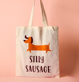 Silly Sausage Tote Bag - 100% Recycled Cotton - Dog Lover Dachshund Gift