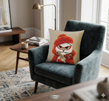 Fashionista Cat woven textile cushion cover