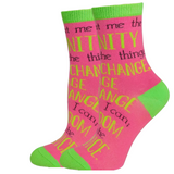 Women's Serenity Prayer socks - pink & green