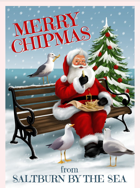 Merry Chipmas - Vintage-style Saltburn-by-the-Sea Christmas Card