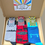 Northeast Industrial Heritage socks - 3 pairs gift set - Tees Transporter Bridge, Steelworks & Locomotion No.1