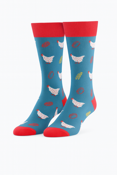 Doris & Dude Mens Blue Chicken Bamboo Socks Eco-Friendly Antibacterial Size 7-11