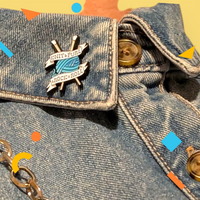 Knit & Purl & Rock n Roll enamel badge - gift for knitters