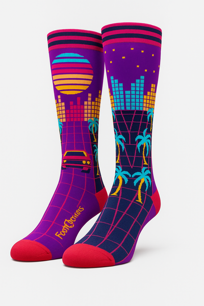 Miami Synthwave 1980s style Knee High Socks by Foot Clothes