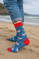 Doris & Dude Mens Blue Chicken Bamboo Socks Eco-Friendly Antibacterial Size 7-11