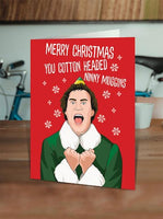 Cotton Headed Ninny Muggins Elf Christmas Card