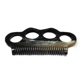 Horn comb for beards -  knuckle duster style