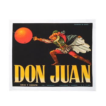 Don Juan Oranges vintage advertising tea towel