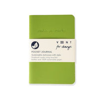 Vent for Change  Recycled Leather Mini Pocket Notebook Journal - Green