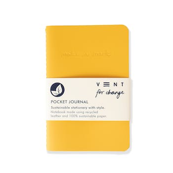 Recycled Leather Mini Pocket Notebook Journal - mustard yellow