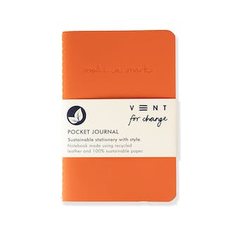 Recycled Leather Mini Pocket Notebook Journal - orange