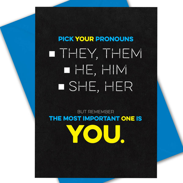 Pick Your Pronoun greeting card