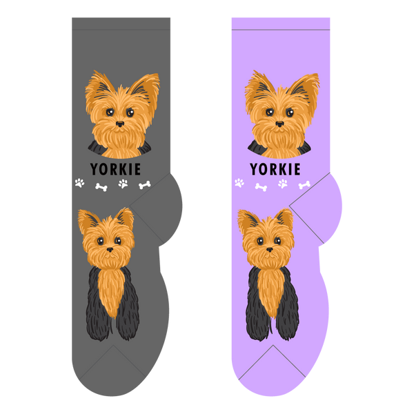 Yorkie Yorkshire Terrier crew socks size 4-8