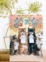 Wainwright Style Cats Greeting Card by Madame Treacle