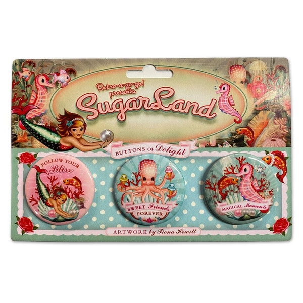 SugarLand Buttons of Delight kitsch badge set