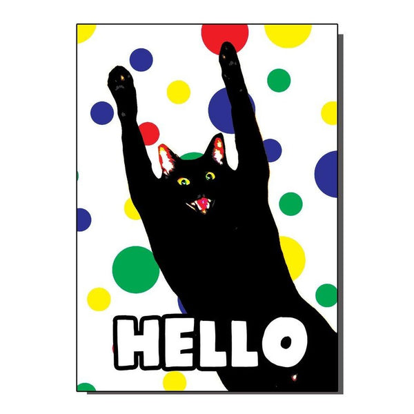 Crazy Hello Cat Card