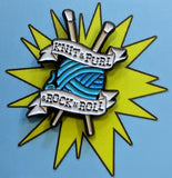 Knit & Purl & Rock n Roll enamel badge