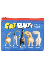 Cat Butt Coin Purse. Picture shows five cats' bums