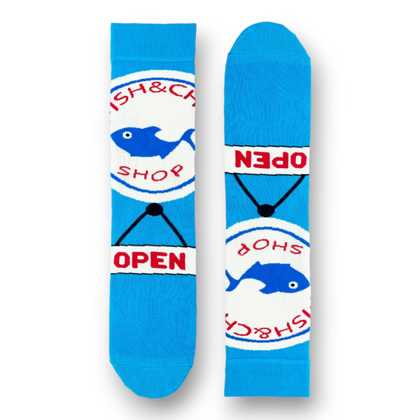 Fish and chips socks - fish & chip shop open – Polyestersaltburn