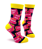 Wake Up Kick Ass Repeat women's crew socks
