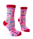 Positivity Words women's crew socks