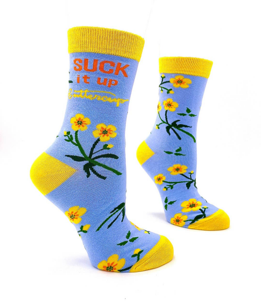 Suck It Up Buttercup women's crew socks