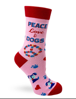 Peace Love & Dogs women's crew socks
