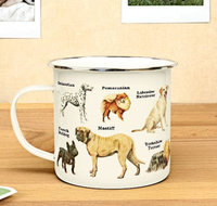 Gift Republic dog enamel mug showing different dog breeds