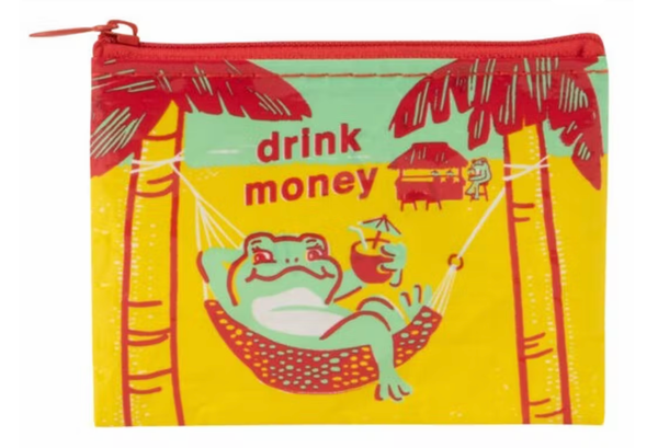 Drink Money Coin Purse - cute cartoon of a frog in a hammock holding a cocktail 