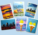 Saltburn and Redcar greeting cards by the Northern Potter