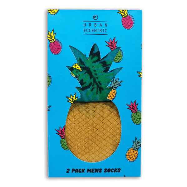 Pineapple socks - two pairs of novelty socks in a gift box