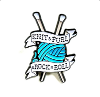 Knit & Purl & Rock n Roll enamel badge