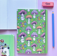 Green Mushroom Pattern Grid Notebook