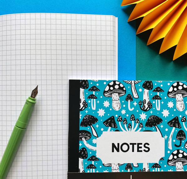 Blue Mushroom Pattern Grid Notebook – Polyestersaltburn