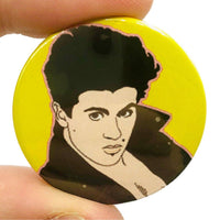George Michael Yellow Wham Button Pin Badge