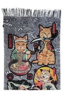 Ramen/Sushi Japanese Cat Print Tassel Scarf
