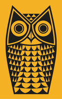 Magpie x Hornsea Owl Teatowel - a yellow 100% cotton tea towel with a bold owl design in black